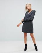 Asos Chunky Knitted Dress With Wrap Detail - Gray