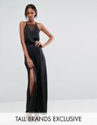 Vero Moda Tall Satin & Lace Maxi Dress - Black