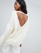 Micha Lounge Oversized Sweater With Back Detail - White