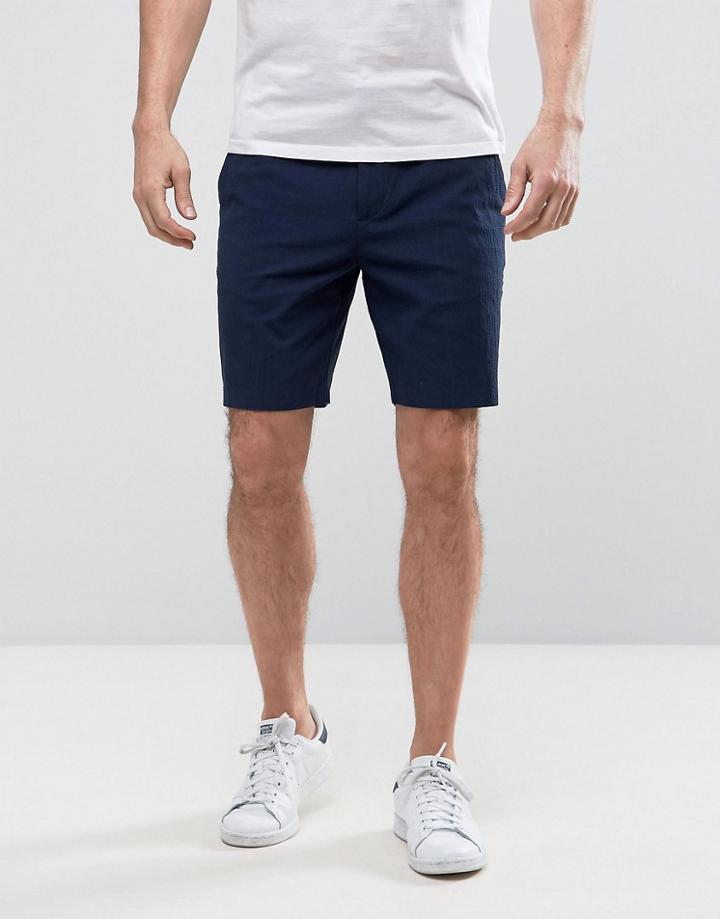 Kiomi Chino Short In Seersucker Fabric - Navy