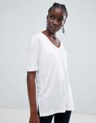 Selected Vita Glossy V-neck T-shirt - White