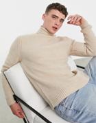 Bershka Roll Neck Sweater In Brown-neutral