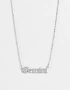 Designb London Gemini Stainless Steel Starsign Necklace In Silver