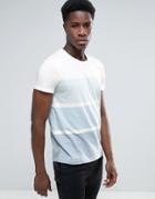 Esprit Crew Neck T-shirt With Block Stripe Detail - White