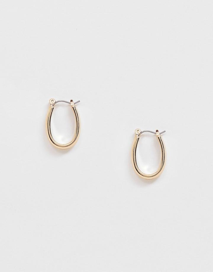 Asos Design Small Hoop Earrings In Oval Shape In Gold Tone - Gold
