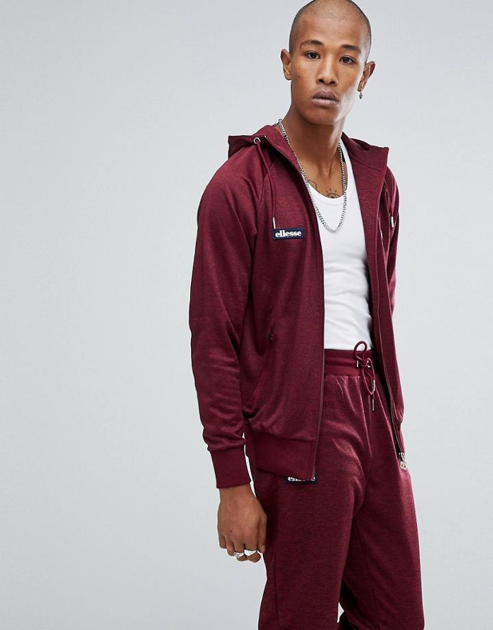 Ellesse Poly Tricot Track Zip Through Hoodie In Burgundy - Red