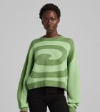 Bershka Retro Swirl Detail Sweater In Green