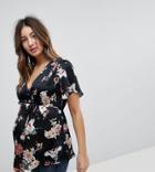 New Look Maternity Satin Flutter Sleeve Blouse - Black