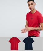 Emporio Armani Eva Eagle Logo 2 Pack T-shirts In Navy/red - Navy