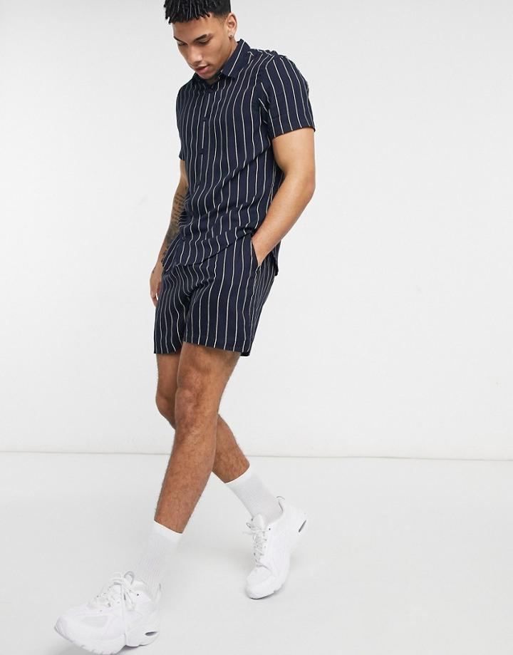 New Look Set Stripe Shorts In Navy