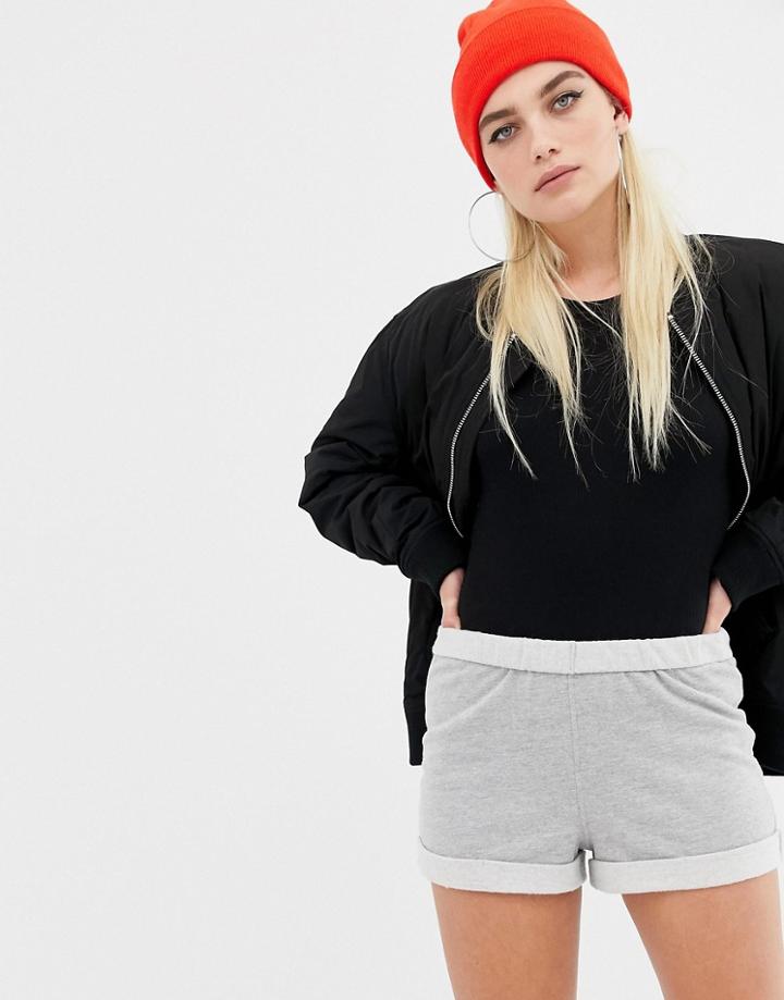 Asos Design Fold Over Waist Super Soft Sweat Short - Gray