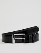 Asos Design Faux Leather Slim Belt In Black Patent - Black
