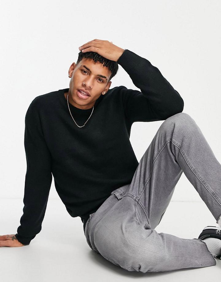 River Island Soft Touch Knitted Sweater In Black