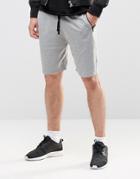 Asos Slim Fit Jersey Shorts With Zips In Grey Marl - Gray Marl