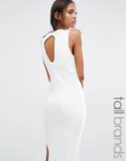 Noisy May Tall Knitted Midi Dress With Keyhole Back Detail - White