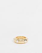 Asos Design Ring With Pearl Detail In Gold Tone