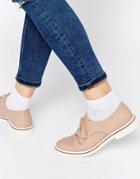 Asos Mella Leather Lace Up Shoes - Beige