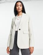 Topshop Fitted Blazer In Pale Gray - Part Of A Set