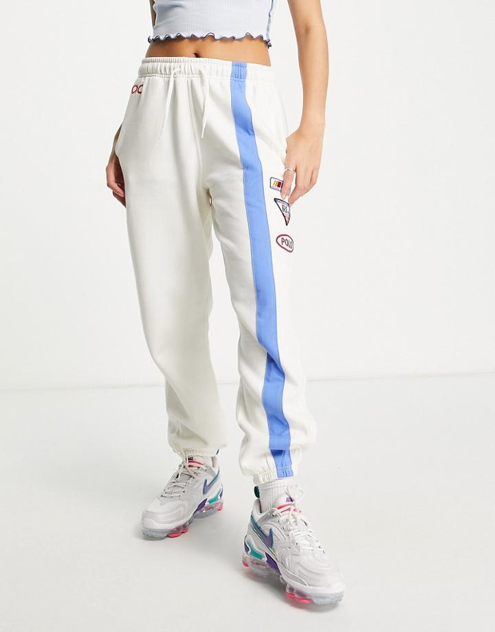 Polo Ralph Lauren Striped Logo Logo Sweatpants In Cream-white