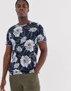 Ted Baker T-shirt With Navy Floral Print - Navy