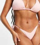 Ivory Rose Fuller Bust Mix And Match Scrunch String High Leg Bikini Bottom In Blush Pink