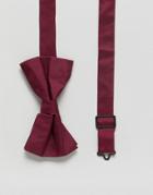 Asos Design Silk Bow Tie In Burgundy - Red