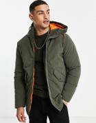 Jack & Jones Originals Parka With Hood In Khaki-green