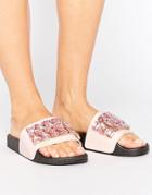 Truffle Jewel Slide Flat Sandal - Pink