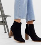 Asos Design Wide Fit Rye Heeled Ankle Boots In Black - Black