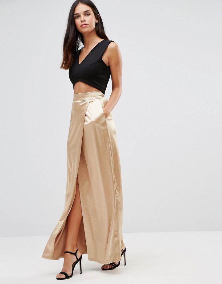 Twin Sister Sateen Maxi Skirt - Gold