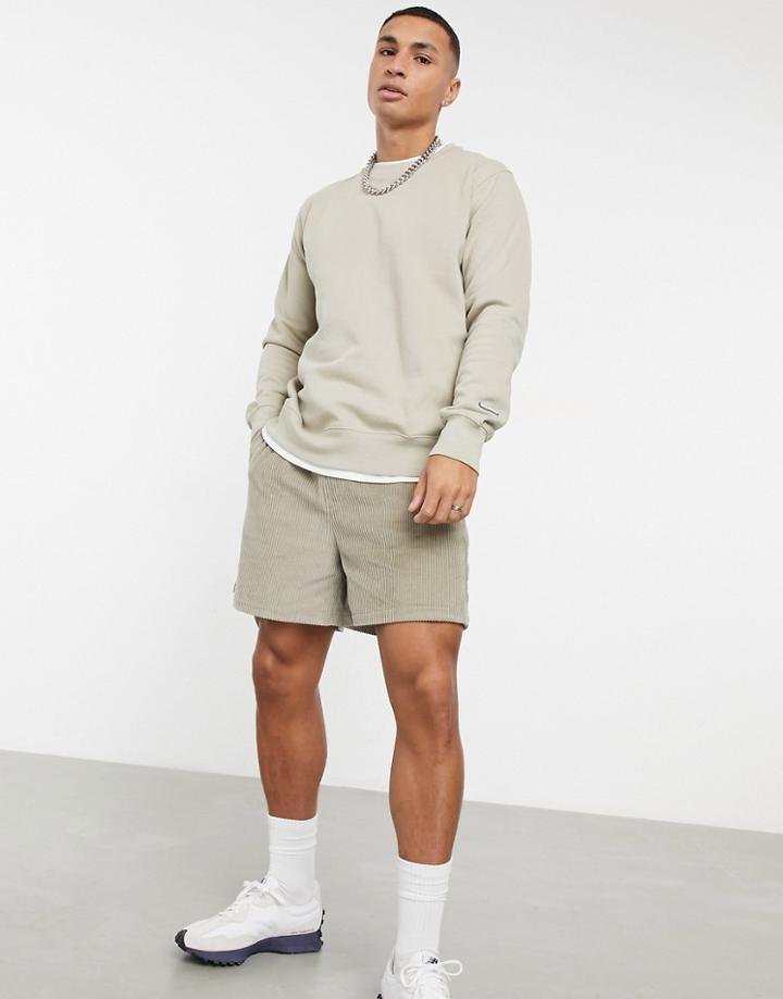 Pull & Bear Join Life Crew Neck Lightweight Sweatshirt In Beige-neutral
