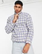 Another Influence Houndstooth Print Jacket In Blue-blues