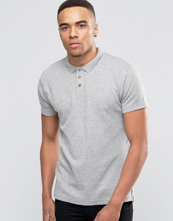 D-struct Mesh Waffle Polo Shirt - Gray