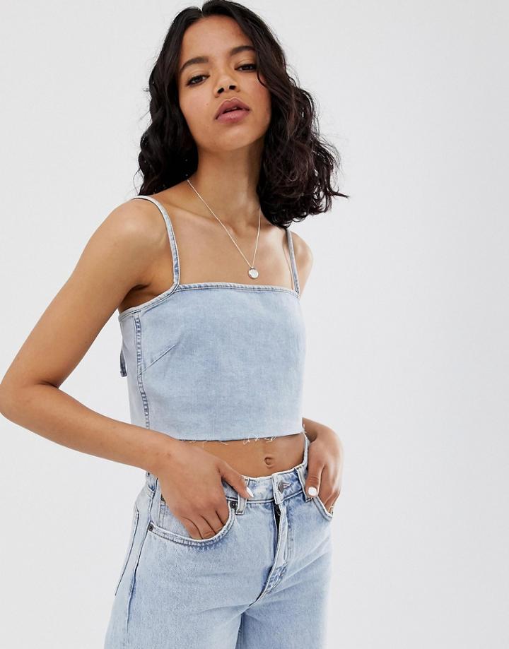 Cheap Monday Recycled Denim Crop Top - Blue