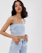 Cheap Monday Recycled Denim Crop Top - Blue
