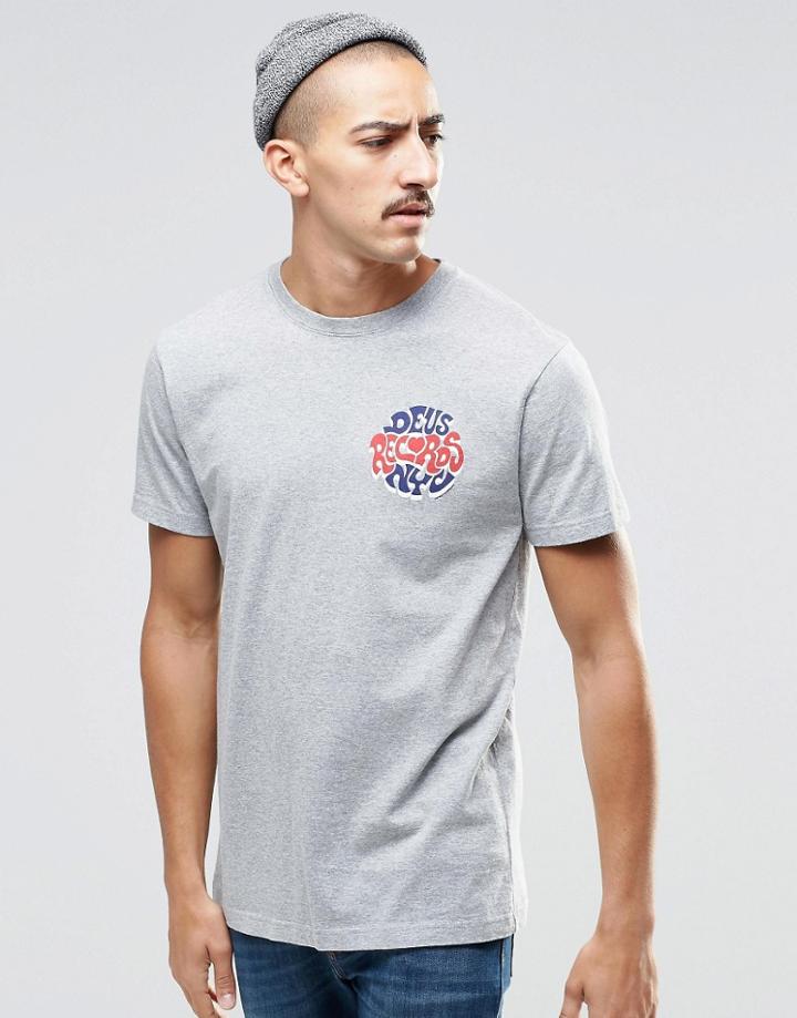 Deus Ex Machina T-shirt With Small Record Logo - Gray