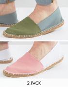 Asos Two Tone Espadrilles In Pink And Green 2 Pack Save - Multi