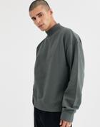 Weekday Dennis Sweatshirt In Dark Gray - Green