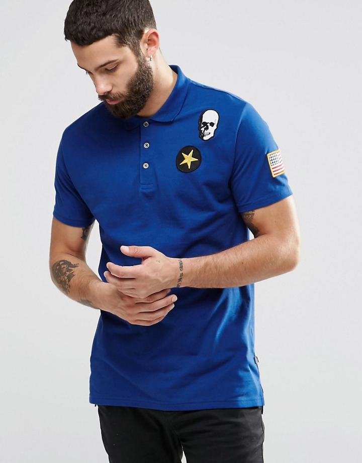 Only And Sons Polo With Badge Detailing - Blue