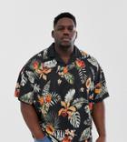 Asos Design Plus Oversized Revere Collar Jersey Shirt With Floral Print - Multi