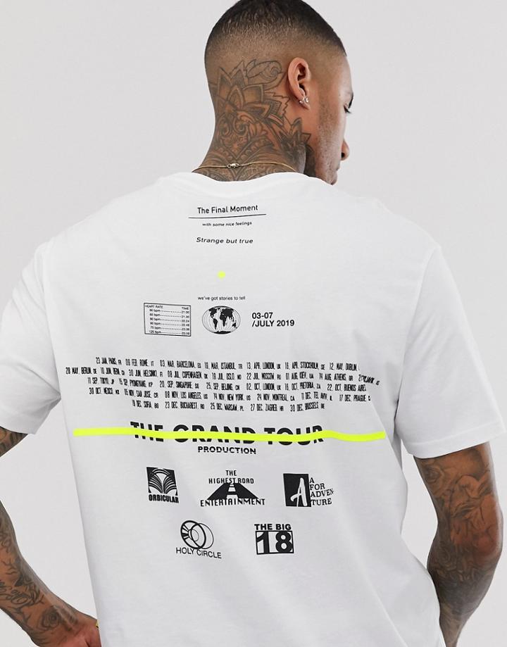 Bershka T-shirt With Chest Print In White - White