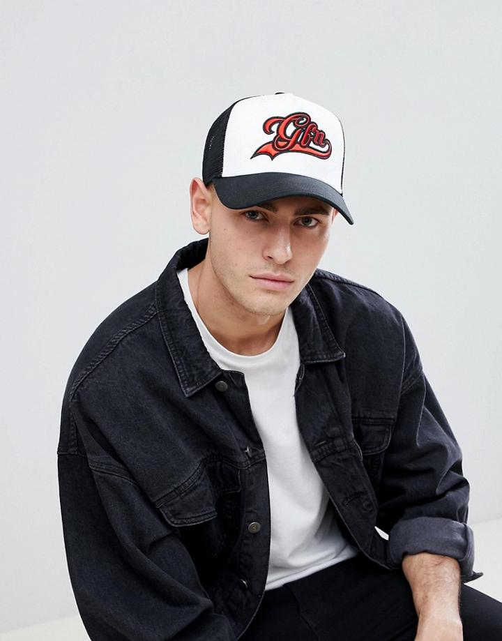 Good For Nothing Trucker Cap With Logo - White
