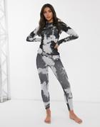 Asos 4505 Ski Base Layer Legging In Mono Splash Print-multi
