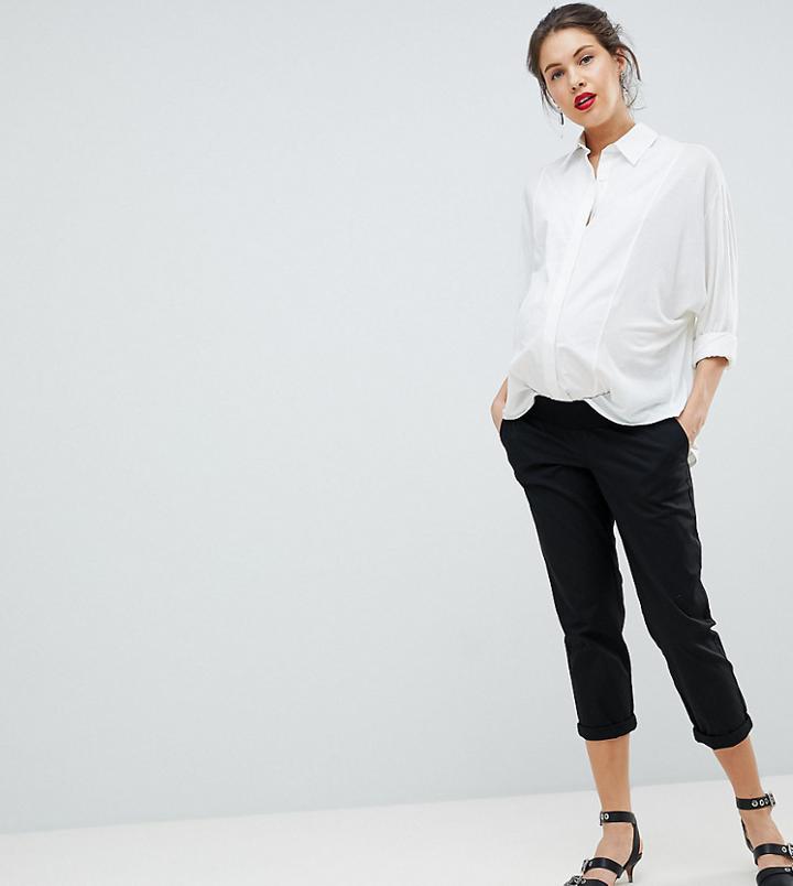 Asos Design Maternity Chino Pants In Black With Under The Bump Waistband - Black