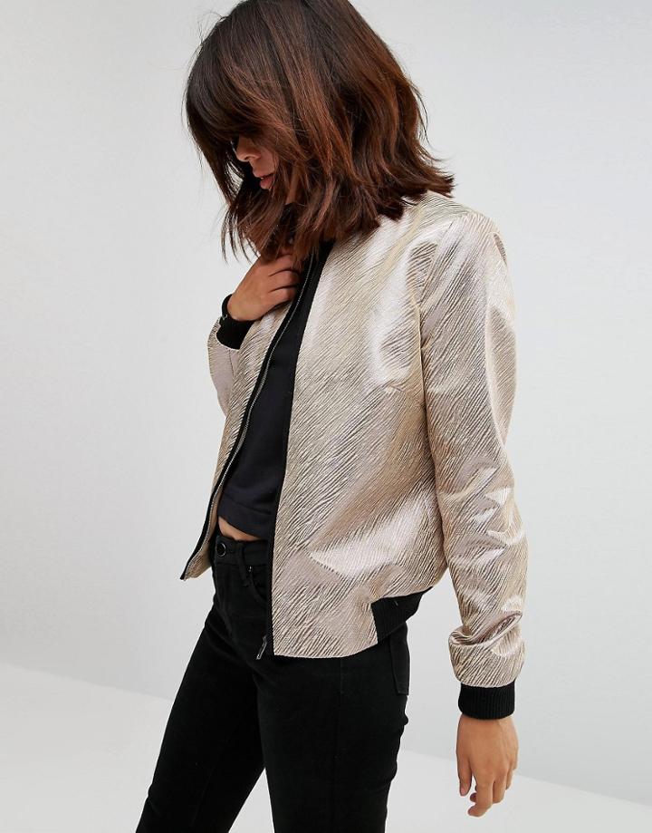 Helene Berman Bomber In Iridescent Zebra Stripe