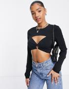 Lola May Cut-out Cropped Bar Top-black