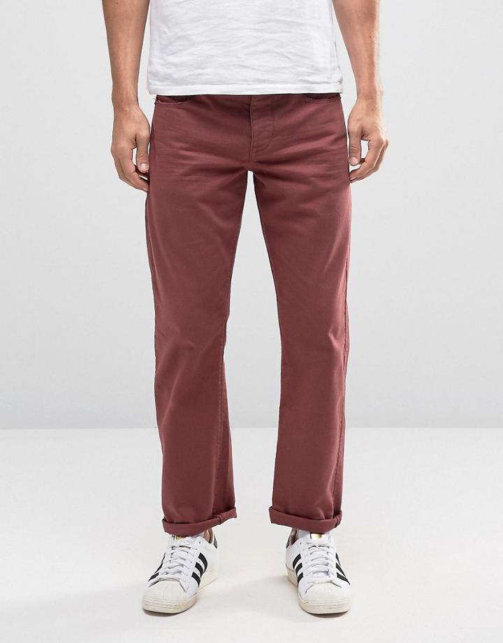 Asos Stretch Slim Jeans In Burgundy - Red