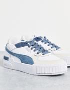 Puma Cali Sport Sneakers In White And Petrol Blue