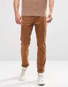 Asos Slim Chinos In Brown - Dachshund