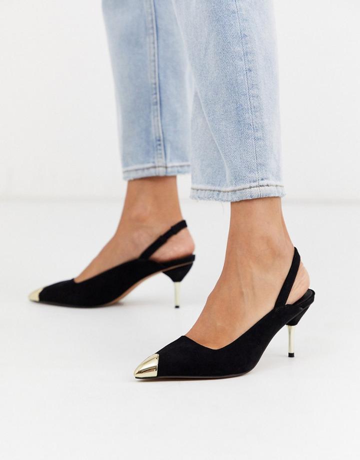 Asos Design Sascha Slingback Kitten Heels In Black